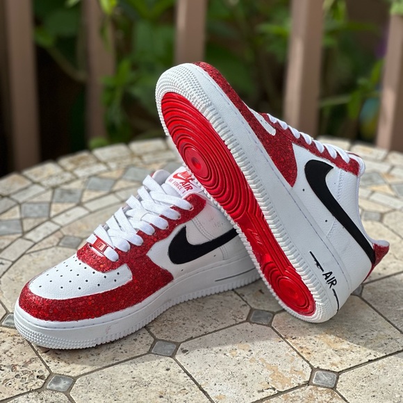 Custom Bling Air Force 1 Sneakers, Glitter Red Bottoms Shoes Women Shoes - Picture 3 of 5
